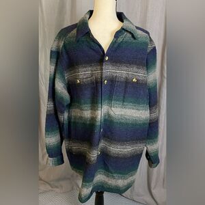 Paragraff • Exclusive Clothing Co. Blue and Green Button Down Wool Shirt XL